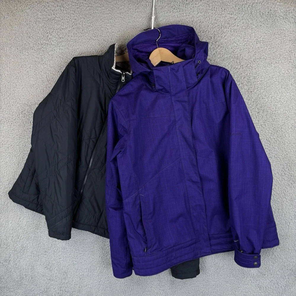 Columbia Bugaboo III Fleece Interchange Jacket Womens XL Purple 3 in‎ 1 Ski Coat